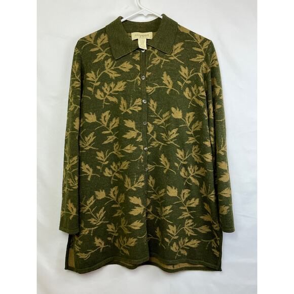 Vintage Easy Spirit Women's Size 2 Green Wool Blend Long Sleeve Cardigan Sweater - Picture 1 of 6